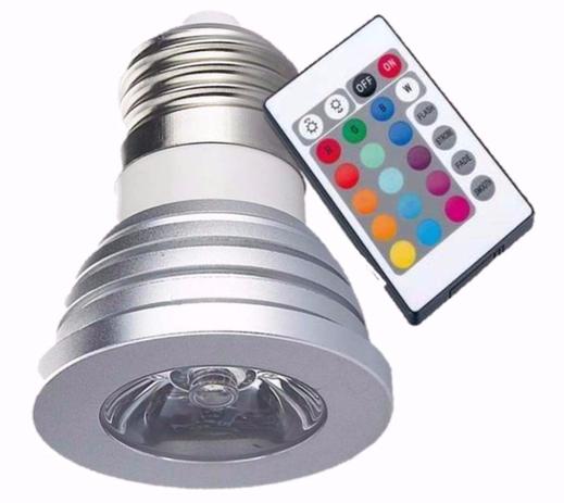 Lampada LED 3W Controle Remoto RGB - S/m Menor preço em Lampada LED 3W Controle Remoto RGB - S/m