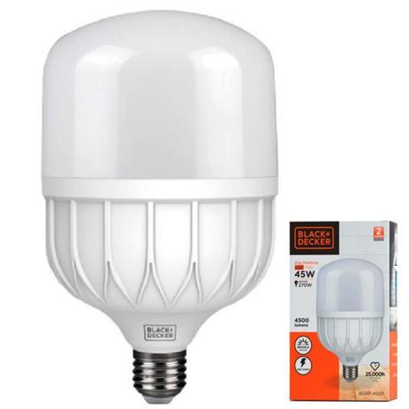 Lâmpada LED 45W Alta Potência 6500K Branca E27 Bivolt BDAP-4500-01 BLACK+DECKER - Black & Decker - Black Decker Menor preço em Lâmpada LED 45W Alta Potência 6500K Branca E27 Bivolt BDAP-4500-01 BLACK+DECKER - Black & Decker - Black Decker