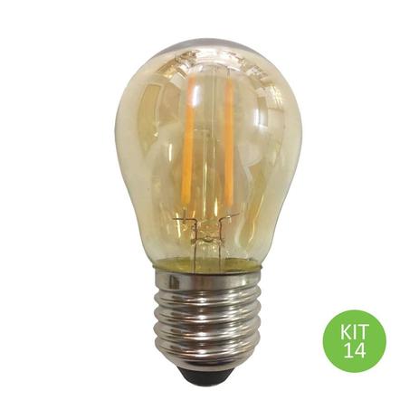 Lâmpada Led Bulbo E27 G45 2w Branco Quente Filamento Âmbar 110-220V Kit 14 - Ctb Menor preço em Lâmpada Led Bulbo E27 G45 2w Branco Quente Filamento Âmbar 110-220V Kit 14 - Ctb