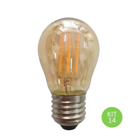 Lâmpada Led Bulbo G45 4w Branco Quente Filamento Âmbar Kit 14 - Ctb Menor preço em Lâmpada Led Bulbo G45 4w Branco Quente Filamento Âmbar Kit 14 - Ctb