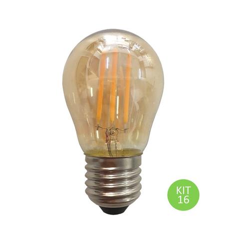 Lâmpada Led Bulbo G45 4w Branco Quente Filamento Âmbar Kit 16 - Ctb Menor preço em Lâmpada Led Bulbo G45 4w Branco Quente Filamento Âmbar Kit 16 - Ctb