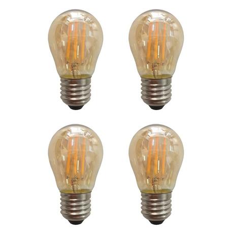 Lâmpada Led Bulbo G45 4w Branco Quente Filamento Âmbar Kit 4 - Ctb Menor preço em Lâmpada Led Bulbo G45 4w Branco Quente Filamento Âmbar Kit 4 - Ctb