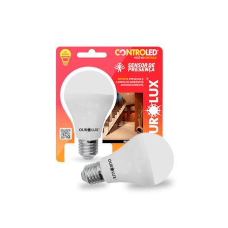 Lâmpada Led Controled Sensor de Presença 9W Bivolt 6500k - Ourolux Menor preço em Lâmpada Led Controled Sensor de Presença 9W Bivolt 6500k - Ourolux