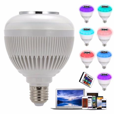 Lâmpada Led MUSICAL Bluetooth RGB c/ controle remoto - Kit led Menor preço em Lâmpada Led MUSICAL Bluetooth RGB c/ controle remoto - Kit led