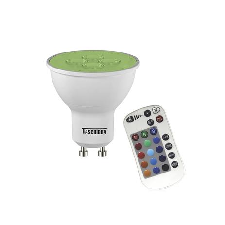 Lâmpada Led Taschibra Dicroica RGB Colorida 5W Bivolt GU10 com Controle Menor preço em Lâmpada Led Taschibra Dicroica RGB Colorida 5W Bivolt GU10 com Controle