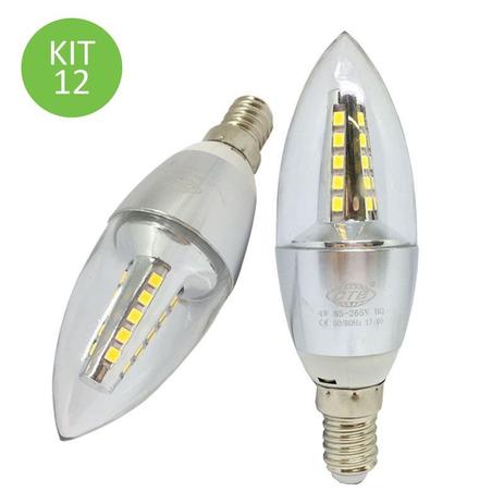 Lâmpada Led Vela 4w E14 Cristal Branco Frio 4C Kit 12 - Ctb Menor preço em Lâmpada Led Vela 4w E14 Cristal Branco Frio 4C Kit 12 - Ctb