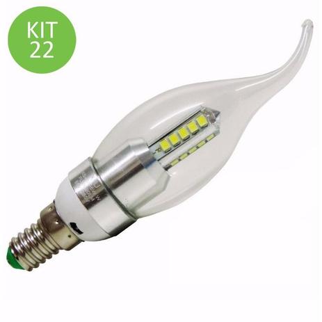 Lâmpada Led Vela 4w E14 Cristal Branco Quente Com Bico 4D Kit 22 - Ctb Menor preço em Lâmpada Led Vela 4w E14 Cristal Branco Quente Com Bico 4D Kit 22 - Ctb