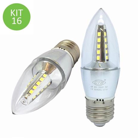 Lâmpada Led Vela 4w E27 Cristal Branco Frio 4C Kit 16 - Ctb Menor preço em Lâmpada Led Vela 4w E27 Cristal Branco Frio 4C Kit 16 - Ctb