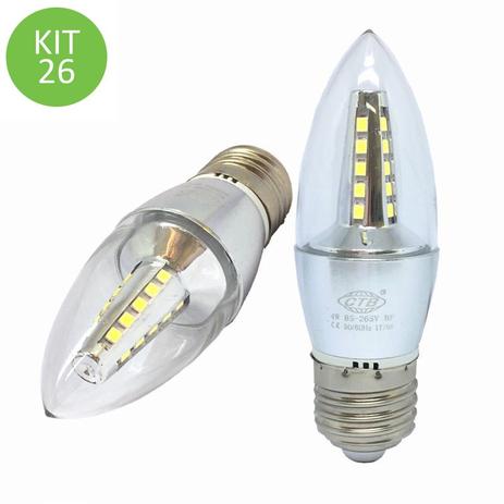 Lâmpada Led Vela 4w E27 Cristal Branco Frio 4C Kit 26 - Ctb Menor preço em Lâmpada Led Vela 4w E27 Cristal Branco Frio 4C Kit 26 - Ctb