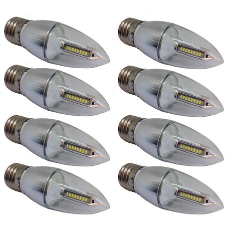 Lâmpada Led Vela 4w E27 Cristal Branco Frio 4C Kit 8 - Ctb Menor preço em Lâmpada Led Vela 4w E27 Cristal Branco Frio 4C Kit 8 - Ctb