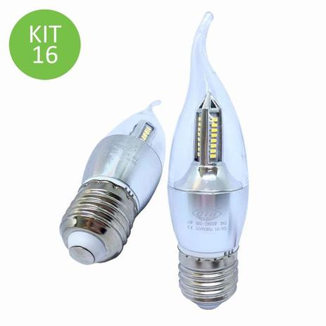 Lâmpada Led Vela 4w E27 Cristal Branco Frio Com Bico 4D Kit 16 - Ctb Menor preço em Lâmpada Led Vela 4w E27 Cristal Branco Frio Com Bico 4D Kit 16 - Ctb