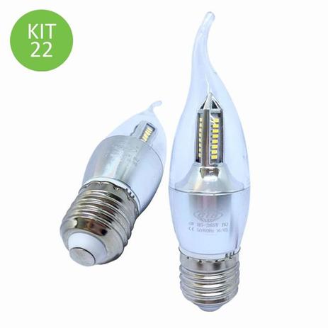 Lâmpada Led Vela 4w E27 Cristal Branco Frio Com Bico 4D Kit 22 - Ctb Menor preço em Lâmpada Led Vela 4w E27 Cristal Branco Frio Com Bico 4D Kit 22 - Ctb