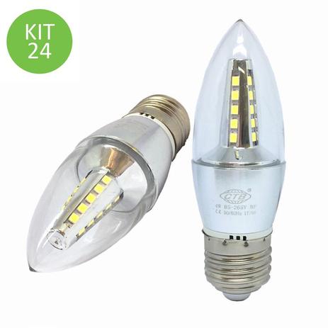 Lâmpada Led Vela 4w E27 Cristal Branco Quente 4C Kit 24 - Ctb Menor preço em Lâmpada Led Vela 4w E27 Cristal Branco Quente 4C Kit 24 - Ctb