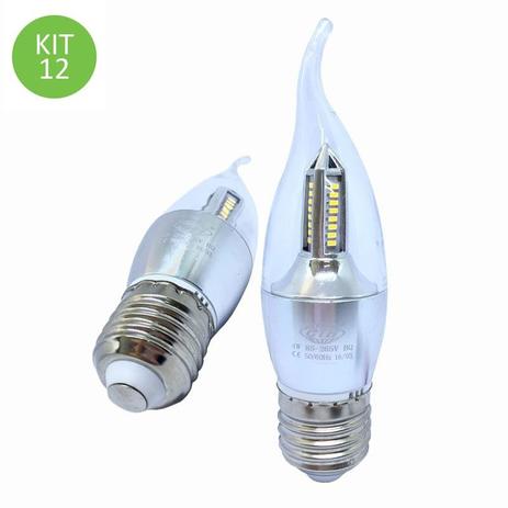 Lâmpada Led Vela 4w E27 Cristal Branco Quente Com Bico 4D Kit 12 - Ctb Menor preço em Lâmpada Led Vela 4w E27 Cristal Branco Quente Com Bico 4D Kit 12 - Ctb