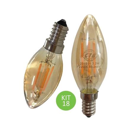 Lâmpada Led Vela E14 4w Branco Quente Filamento Retrô 110-220V Kit 18 - Ctb Menor preço em Lâmpada Led Vela E14 4w Branco Quente Filamento Retrô 110-220V Kit 18 - Ctb