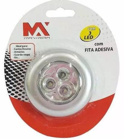 Lâmpada Luminária Toque Redonda 3 Leds com fita adesiva - Barcelona Menor preço em Lâmpada Luminária Toque Redonda 3 Leds com fita adesiva - Barcelona