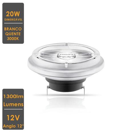 Lâmpada MASTER LED SPOT LV AR111 20W G53 3000K 12V 12 Dim. - Philips Menor preço em Lâmpada MASTER LED SPOT LV AR111 20W G53 3000K 12V 12 Dim. - Philips