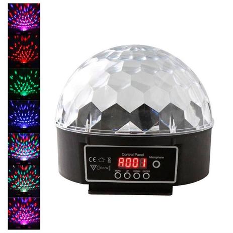 Lâmpada Meia Bola Cristal Led 12 Funções com Sensor de Música - Festabox Menor preço em Lâmpada Meia Bola Cristal Led 12 Funções com Sensor de Música - Festabox