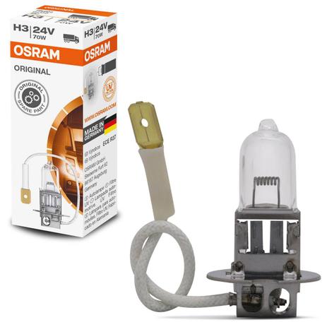 Lâmpada Osram Halógena H3 Standard Original Line 3200K 70W 24V Farol Caminhão Menor preço em Lâmpada Osram Halógena H3 Standard Original Line 3200K 70W 24V Farol Caminhão