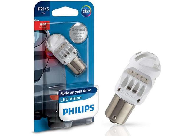 Lâmpada P21/5W LED Philips 2 Polos Vermelha Freio / Lanterna Traseira Menor preço em Lâmpada P21/5W LED Philips 2 Polos Vermelha Freio / Lanterna Traseira