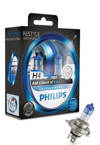 Lâmpada Philips Color Vision H4 4000k AZUL - unidade Menor preço em Lâmpada Philips Color Vision H4 4000k AZUL - unidade