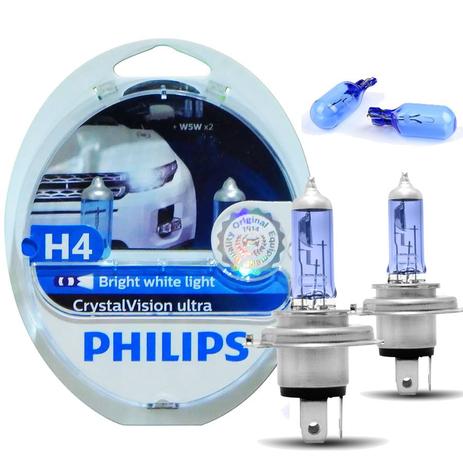 Lampada Philips H4 Cristal Vision Ultra 4300K 55W Original Par Menor preço em Lampada Philips H4 Cristal Vision Ultra 4300K 55W Original Par