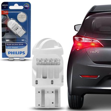 Lâmpada Philips LED Vision W21/5 2W 8 LEDs Vermelha Lanterna Traseira Freio 2 Estágios Menor preço em Lâmpada Philips LED Vision W21/5 2W 8 LEDs Vermelha Lanterna Traseira Freio 2 Estágios
