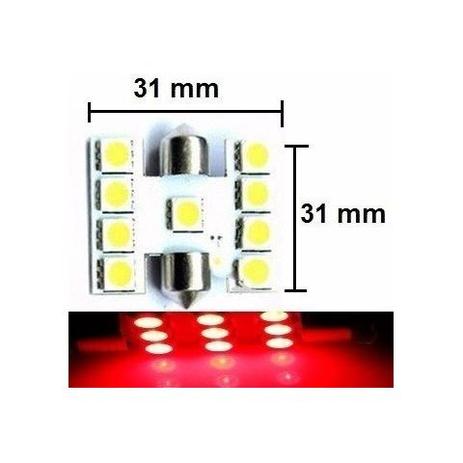 Lampada Torpedo 9 Led Vermelho C5w 31 Mm 5050 Mfl Menor preço em Lampada Torpedo 9 Led Vermelho C5w 31 Mm 5050 Mfl
