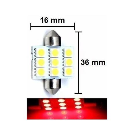 Lampada Torpedo 9 Led Vermelho C5w 36 Mm 5050 Mfl Menor preço em Lampada Torpedo 9 Led Vermelho C5w 36 Mm 5050 Mfl
