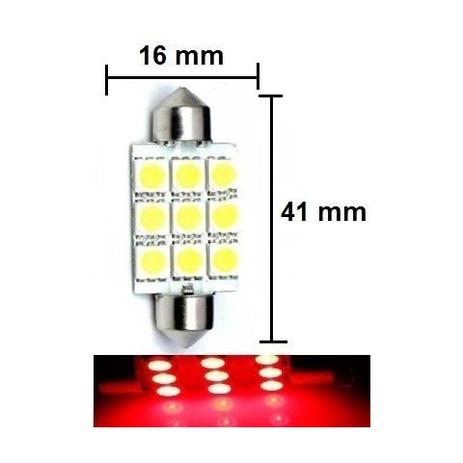 Lampada Torpedo 9 Led Vermelho C5w 41 Mm 5050 Mfl Menor preço em Lampada Torpedo 9 Led Vermelho C5w 41 Mm 5050 Mfl