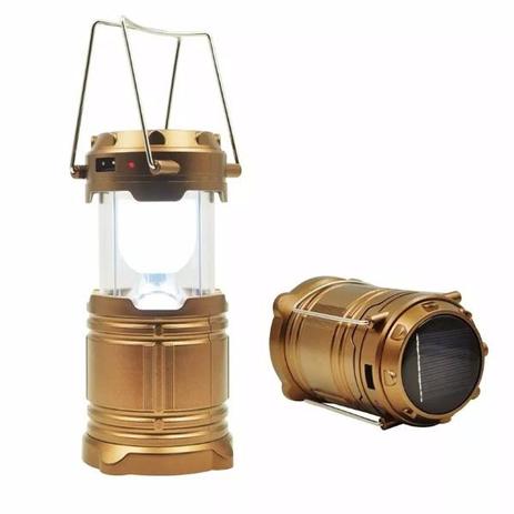 Lampião Luminária LED Solar USB Lanterna Bateria Recarregável Retrátil- Bronze - Sumerxr Menor preço em Lampião Luminária LED Solar USB Lanterna Bateria Recarregável Retrátil- Bronze - Sumerxr