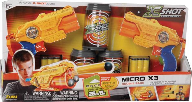 Lancador X-SHOT Micro X3 Double C/LATAS - Candide Menor preço em Lancador X-SHOT Micro X3 Double C/LATAS - Candide