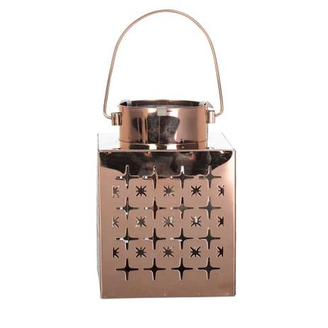 Lanterna decorativa em aco inox bronze 10cm x 10cm x 14cm - Btc decor Menor preço em Lanterna decorativa em aco inox bronze 10cm x 10cm x 14cm - Btc decor