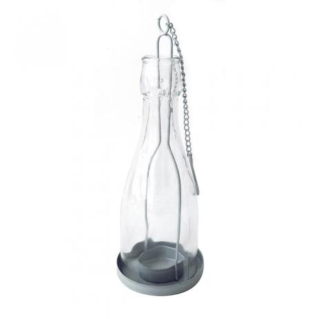 Menor preço em Lanterna Decorativa em Vidro Estilo Garrafa 23cmx8cm Isadora Design Transparente