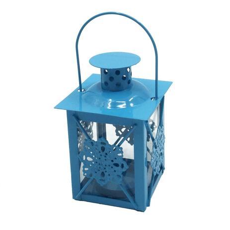 Lanterna Decorativa Quadrada em Metal e Vidro 15cmx7,5cm Isadora Design Azul Menor preço em Lanterna Decorativa Quadrada em Metal e Vidro 15cmx7,5cm Isadora Design Azul