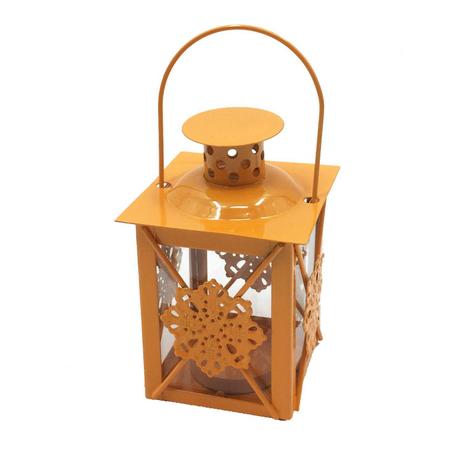 Lanterna Decorativa Quadrada em Metal e Vidro 15cmx7,5cm Isadora Design Laranja Menor preço em Lanterna Decorativa Quadrada em Metal e Vidro 15cmx7,5cm Isadora Design Laranja