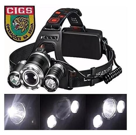 Lanterna Farol De Cabeça Bike 3 Led Cree T6 Zoom Recarregável - Playshop eletrônicos Menor preço em Lanterna Farol De Cabeça Bike 3 Led Cree T6 Zoom Recarregável - Playshop eletrônicos