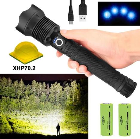 Lanterna P90 super lanterna, LED super Branco, recarregável, Lanterna com alto poder de iluminação - twimports Menor preço em Lanterna P90 super lanterna, LED super Branco, recarregável, Lanterna com alto poder de iluminação - twimports