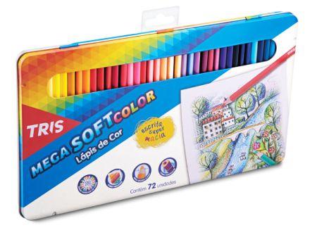 Lapis Cor Mega Soft Color 72 Cores + Estojo Lata - Tris Menor preço em Lapis Cor Mega Soft Color 72 Cores + Estojo Lata - Tris