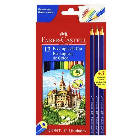 Lápis de Cor 12 Cores + 3 EcoLápis Grafite Faber Castell - Faber-castell Menor preço em Lápis de Cor 12 Cores + 3 EcoLápis Grafite Faber Castell - Faber-castell