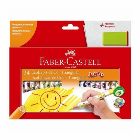Lápis De Cor 24 Cores Jumbo Triangular Faber Castell - Faber-castell Menor preço em Lápis De Cor 24 Cores Jumbo Triangular Faber Castell - Faber-castell
