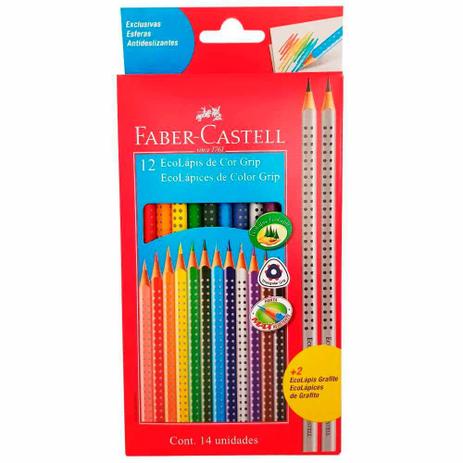 Lápis de Cor Eco 12 Cores Grip + 2 Lápis Faber Castell - Faber-castell Menor preço em Lápis de Cor Eco 12 Cores Grip + 2 Lápis Faber Castell - Faber-castell