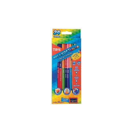 Lápis De Cor Escolar Color Duplo 24 Cores + Apontador - Tris é boa?
