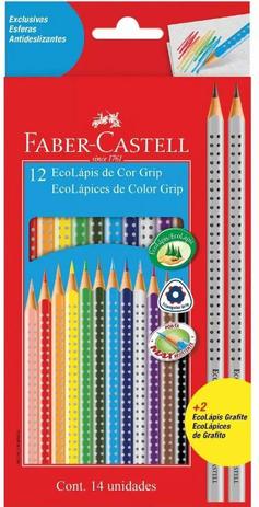 Lápis de Cor Faber Castell Grip + 2 Lápis Grafite 012 Cores 121012+2 Menor preço em Lápis de Cor Faber Castell Grip + 2 Lápis Grafite 012 Cores 121012+2