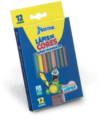 Lapis de COR Jumbao Norma Super 12CORES Triangular Waleu Menor preço em Lapis de COR Jumbao Norma Super 12CORES Triangular Waleu