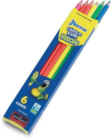 Lapis de COR Redondo Norma Neon 6 Cores Waleu Menor preço em Lapis de COR Redondo Norma Neon 6 Cores Waleu
