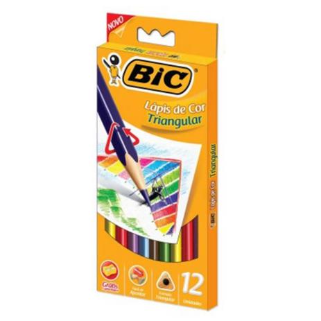 Lápis de Cor Triangular 12 Cores 1 Apontador Bic Menor preço em Lápis de Cor Triangular 12 Cores 1 Apontador Bic