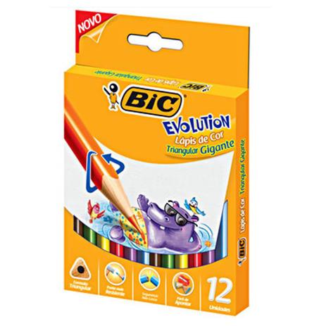 Lápis de Cor Triangular Gigante 12 Cores Bic Evolution Menor preço em Lápis de Cor Triangular Gigante 12 Cores Bic Evolution
