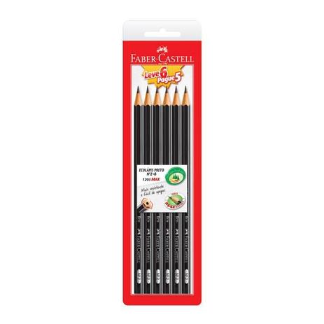 Lapis Faber Castell Ecolapis Nº2 Preto 6 Unidades SM/1205SL6P5 Menor preço em Lapis Faber Castell Ecolapis Nº2 Preto 6 Unidades SM/1205SL6P5
