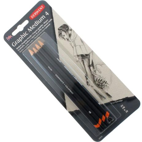 Lápis Grafite Graduado Graphic Pencil Medium Kit com 4 Unidades 2B à 2H Ref.39004 Derwent Menor preço em Lápis Grafite Graduado Graphic Pencil Medium Kit com 4 Unidades 2B à 2H Ref.39004 Derwent